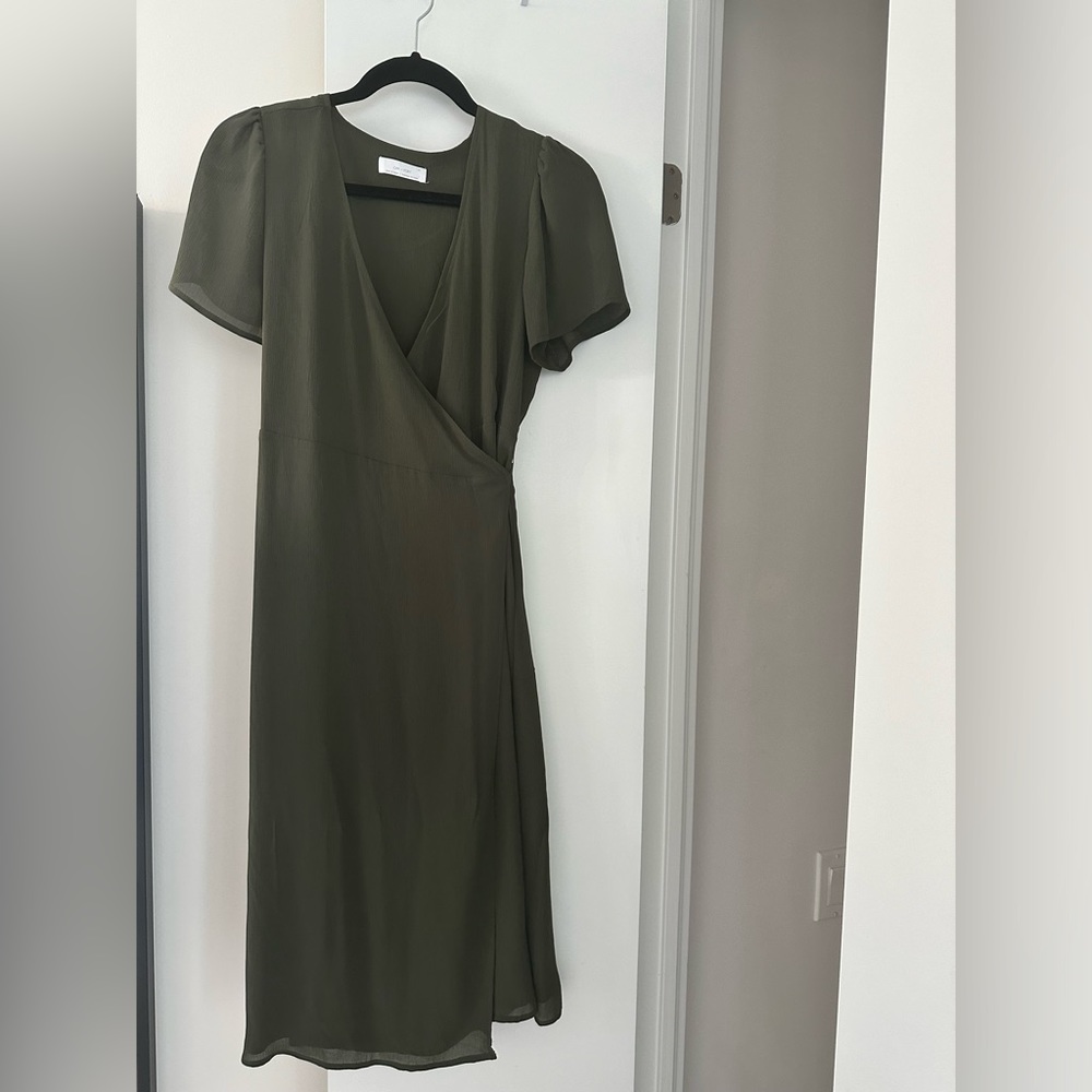 Excellent condition oak and fort olive green wrap dress size small